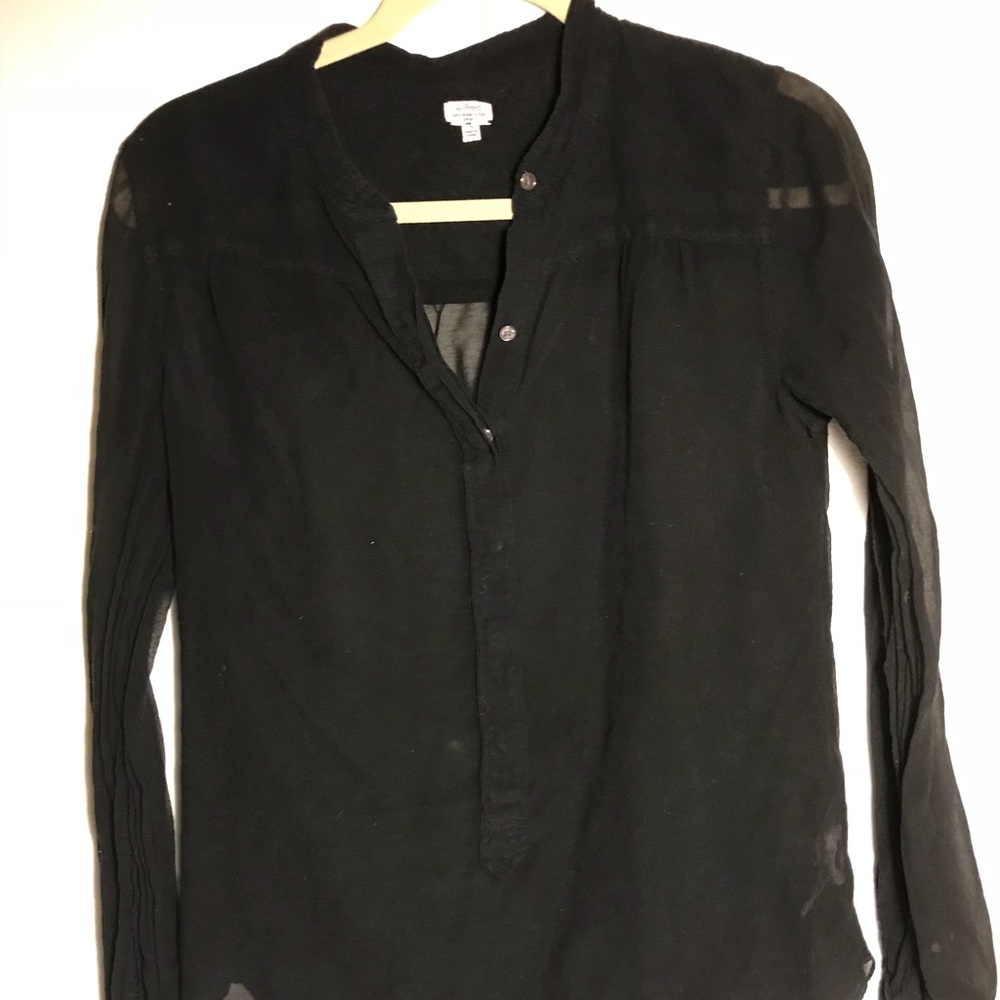 Wilfred /Aritzia - Sheer Black Linen Blouse